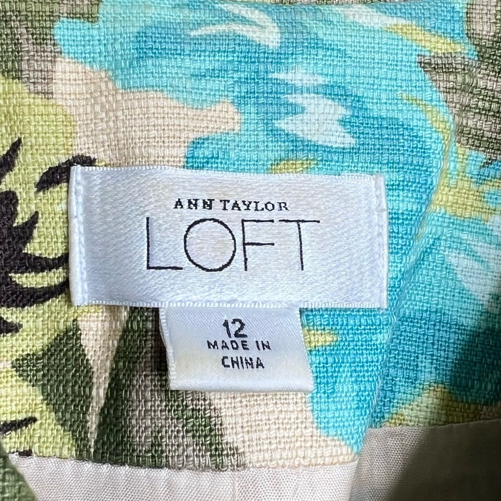 Ann Taylor LOFT Floral Botanical Print Blazer Jacket Size 12 Vibrant Tropical - Picture 3 of 13
